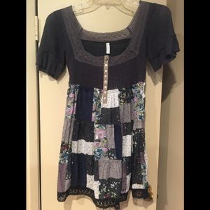 Free People Patchwork Blouse